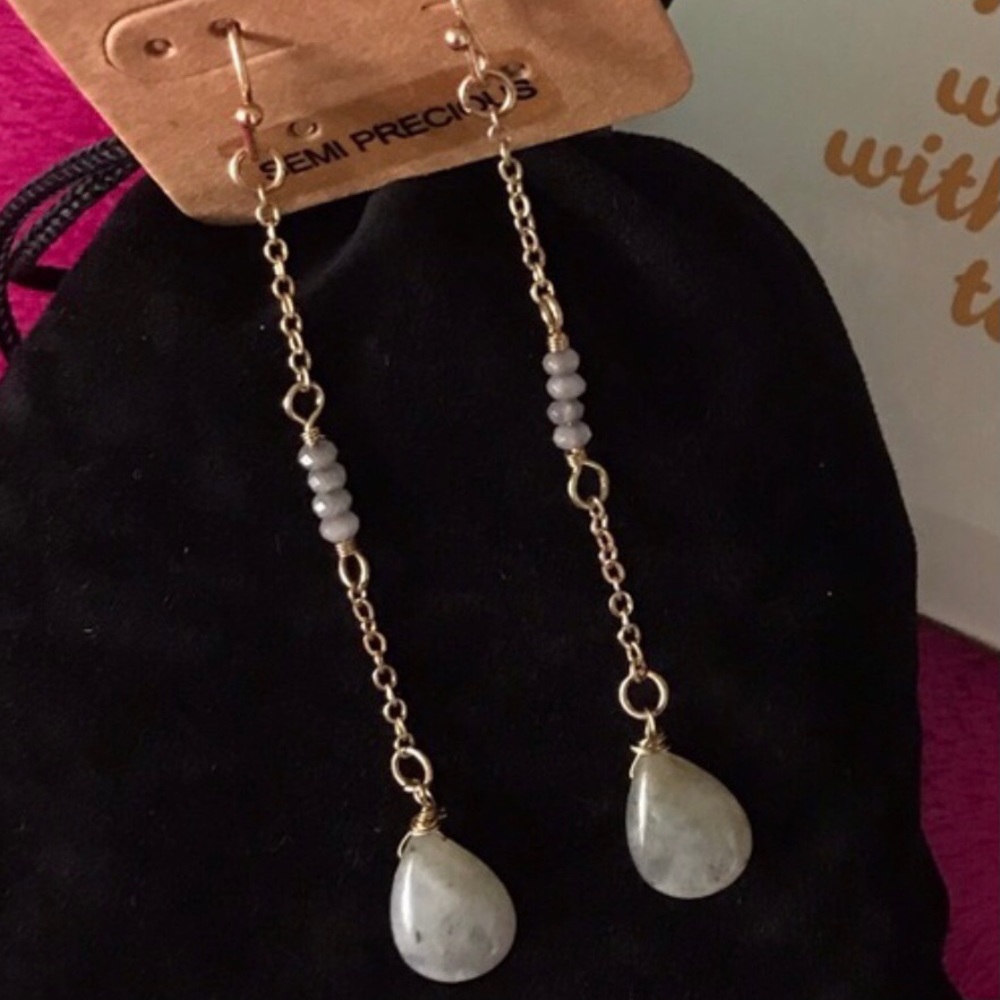 New Long Semi Precious Stone Earrings